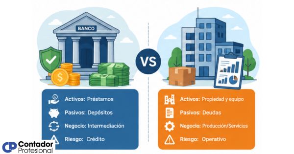 diferencia entre balance de un banco y de una empresa