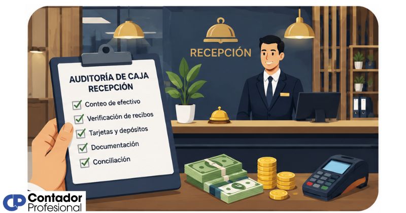 auditoría de caja en la recepción de un hotel