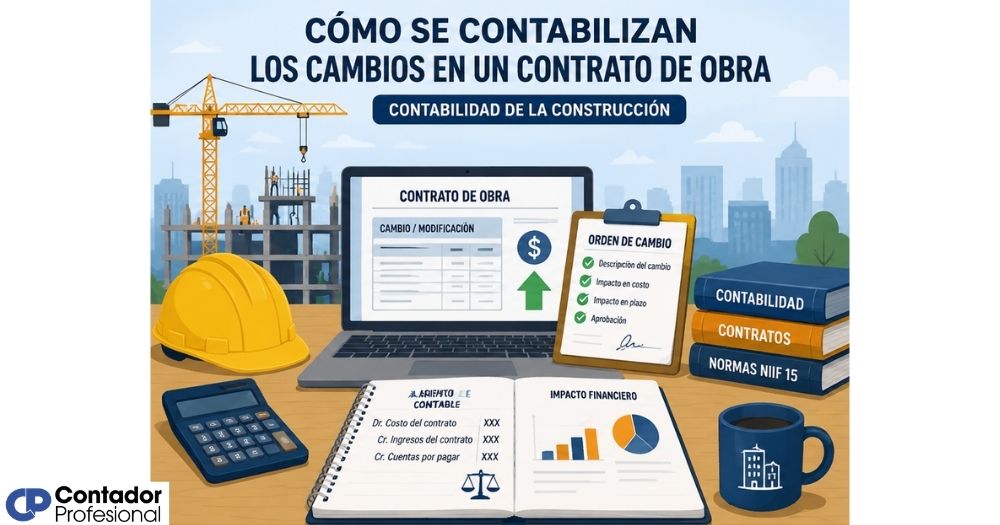 cómo se contabilizan los cambios en un contrato de obra