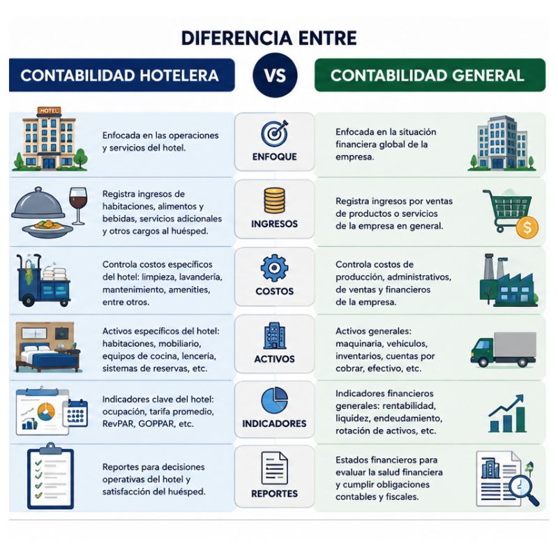 diferencia entre contabilidad hotelera y general