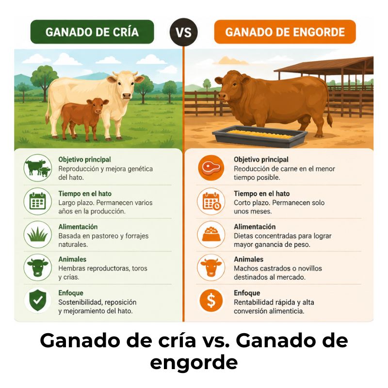 diferencia entre ganado de cría y de engorde