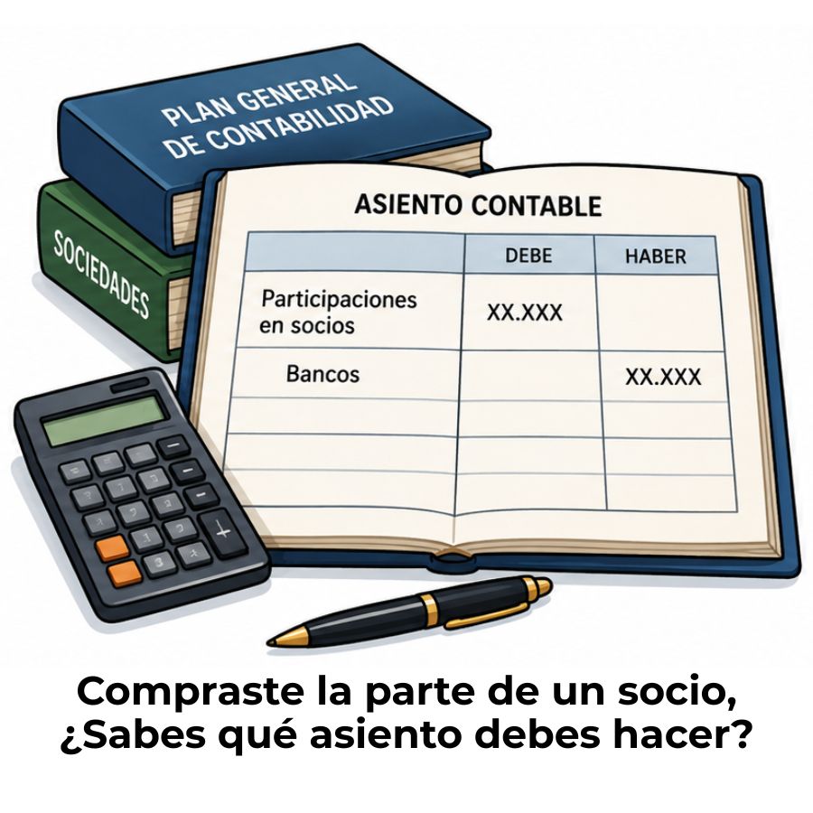 cómo se contabiliza la compra de la parte de un socio