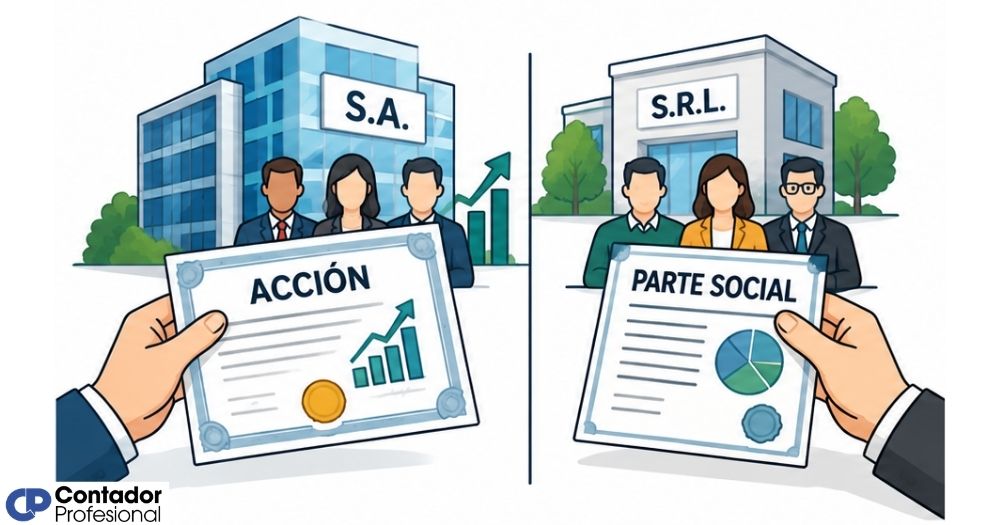 diferencia entre acciones y partes sociales