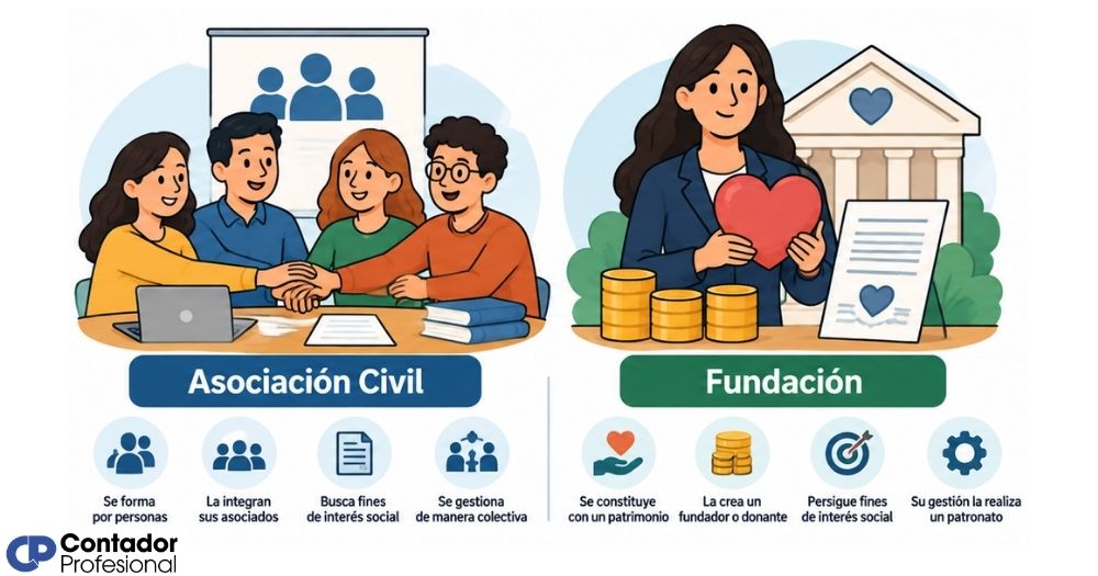 diferencia entre asociación civil y fundación