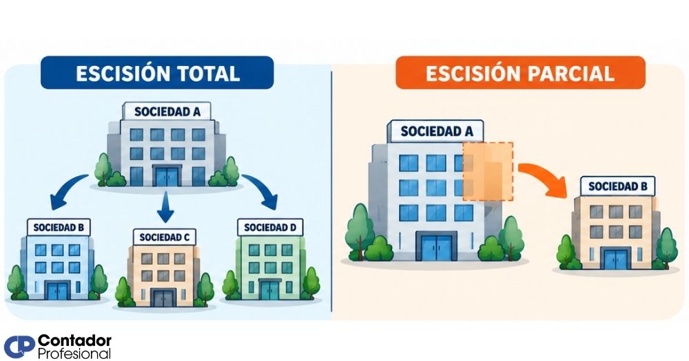 diferencia entre escisión total y escisión parcial
