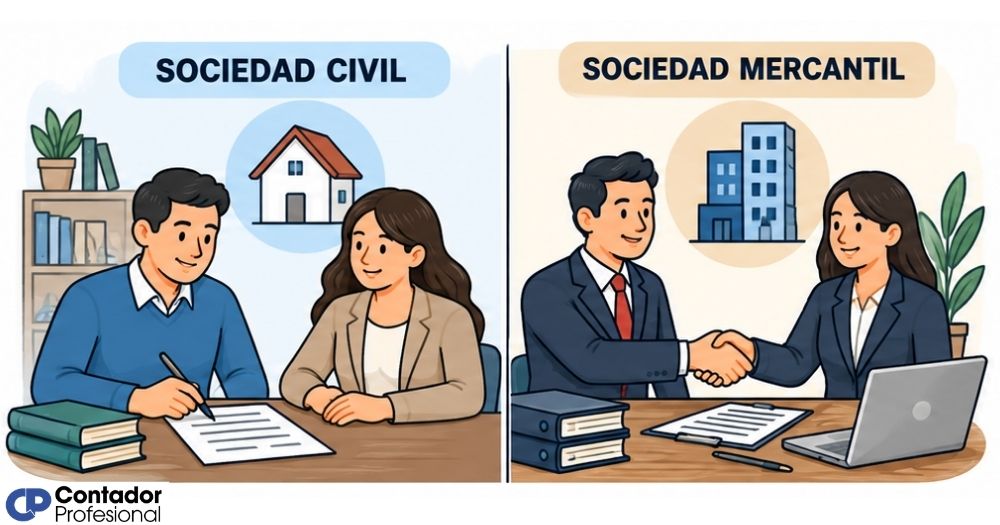 diferencia entre sociedad civil y sociedad mercantil