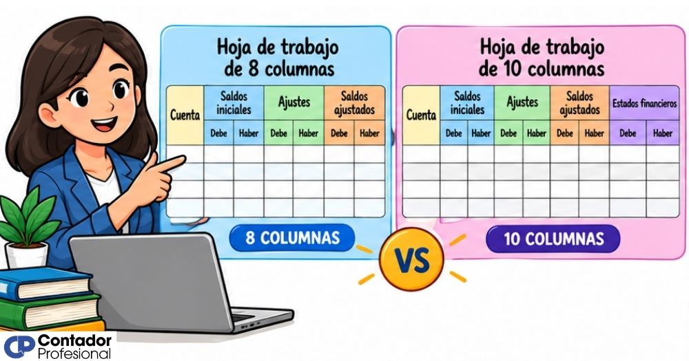 diferencia entre hoja de trabajo de 8 y 10 columnas