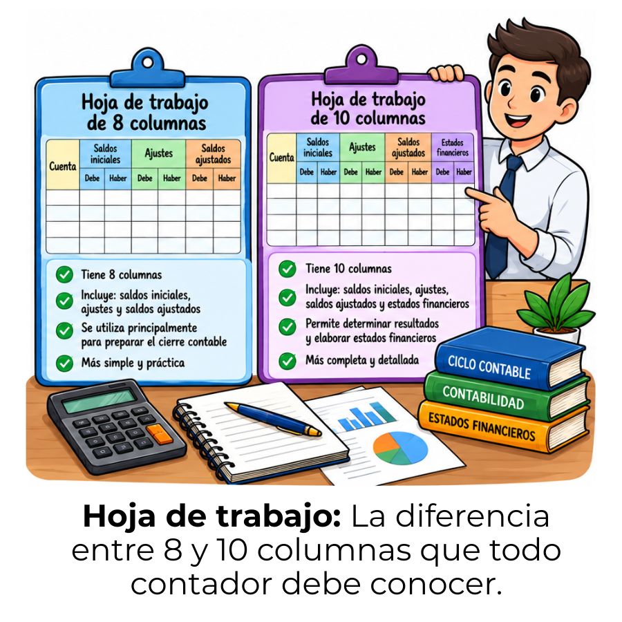 hoja de trabajo de 8 y 10 columnas
